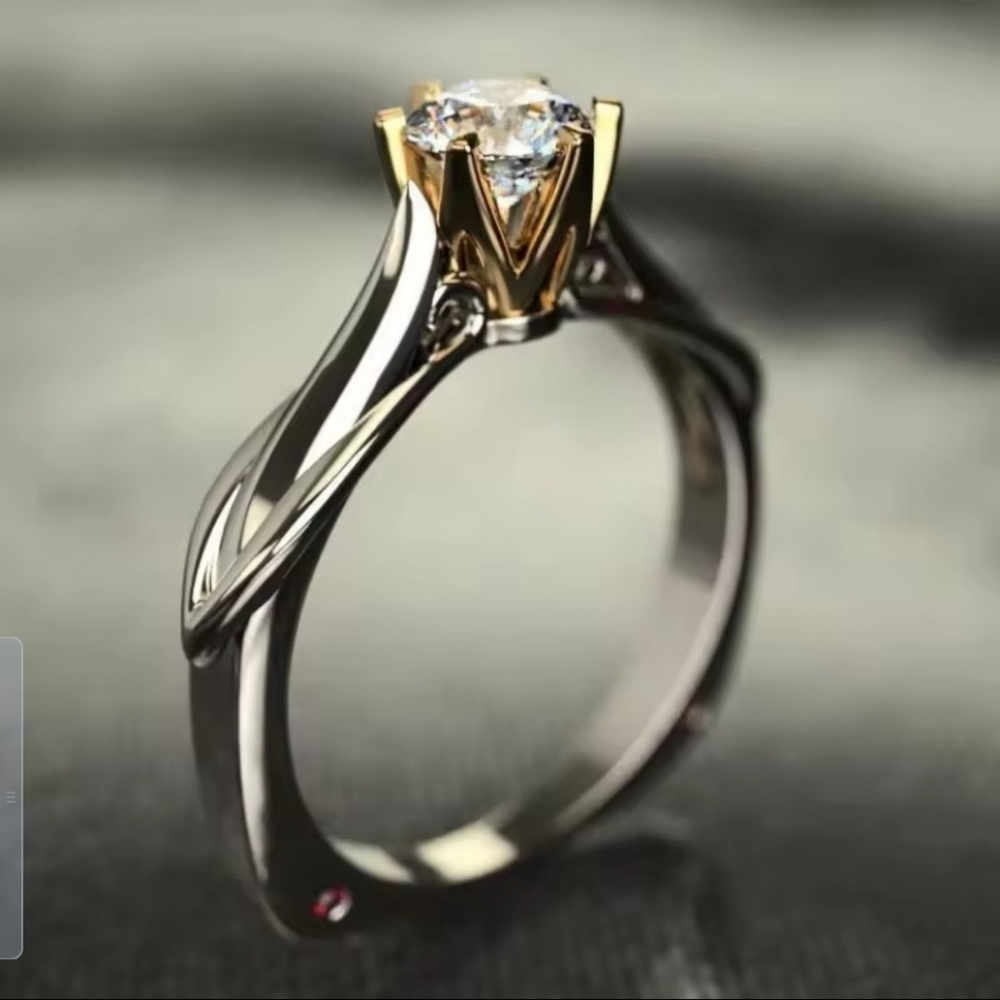 Size 6 Moissanite 18k Gold Plated S925 Sterling Silver Wedding Engagement Ring